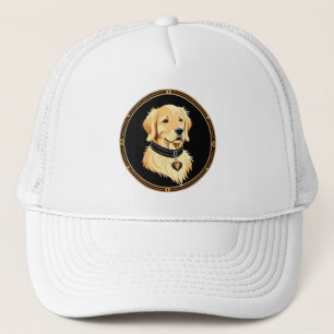 Golden Retriever mit elegantem Halsband Truckerkappe