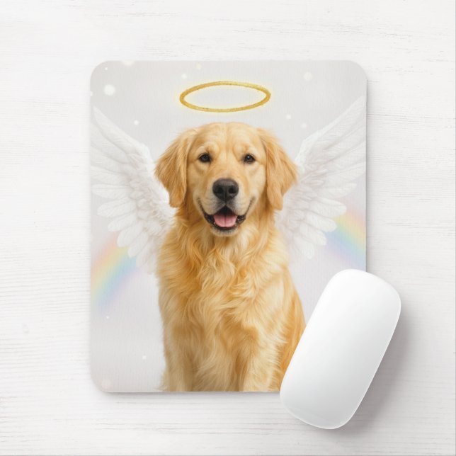 Golden Retriever mit Engelsflügeln und Heiligensch Mousepad (Mit Mouse)