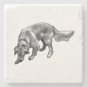 Golden Retriever mit freudigem Ausdruck Steinuntersetzer