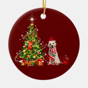 Golden Retriever mit Hat Scaft Weihnachten Keramik Ornament