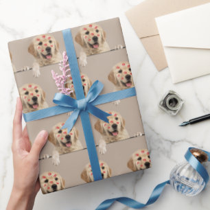 Golden Retriever mit Lipstick Kisses Geschenkpapier