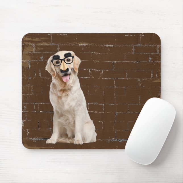 Golden Retriever mit lustiger Maske Maus Pad Mousepad (Mit Mouse)