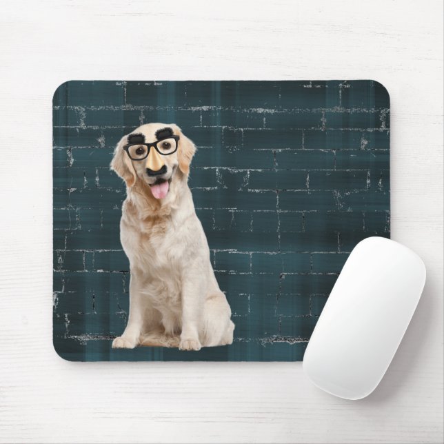 Golden Retriever mit lustiger Maske Maus Pad Mousepad (Mit Mouse)