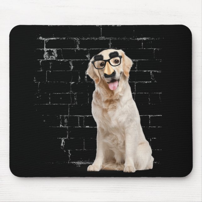 Golden Retriever mit lustiger Maske Maus Pad Mousepad (Vorne)