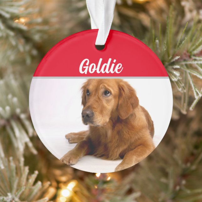 Golden Retriever mit Name und Foto Weihnachten Ornament (Baum)