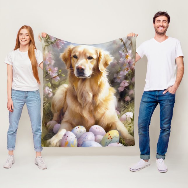 Golden Retriever mit Ostereiern Fleecedecke (Beispiel)
