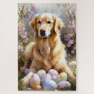 Golden Retriever mit Ostereiern Puzzle