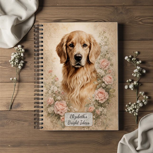 Golden Retriever mit Rosen Notizbuch (Von Creator hochgeladen)
