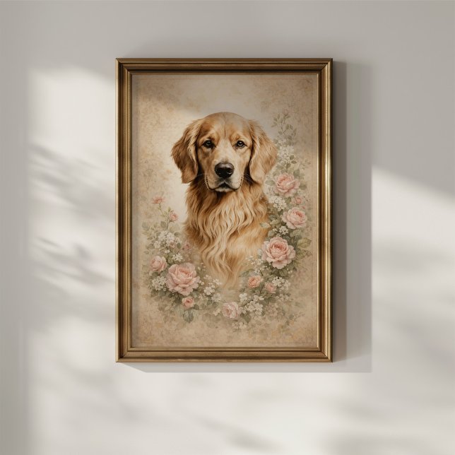 Golden Retriever mit Rosen Poster (Von Creator hochgeladen)