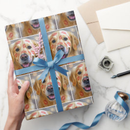 Golden Retriever mit rotem Lippenstift Kissen Geschenkpapier