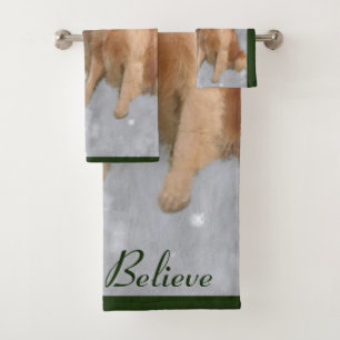 Golden retriever mit Sankt-Weihnachten Badhandtuch Set