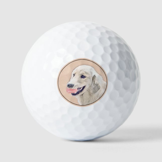 Golden Retriever mit Tennis Ball Malerei Hund Kuns (Vorderseite)