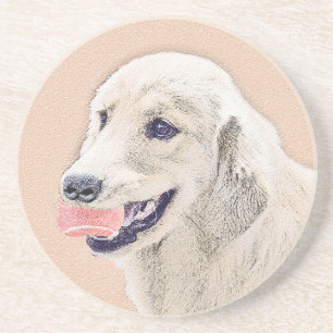 Golden Retriever mit Tennis Ball Malerei Hund Kuns Getränkeuntersetzer