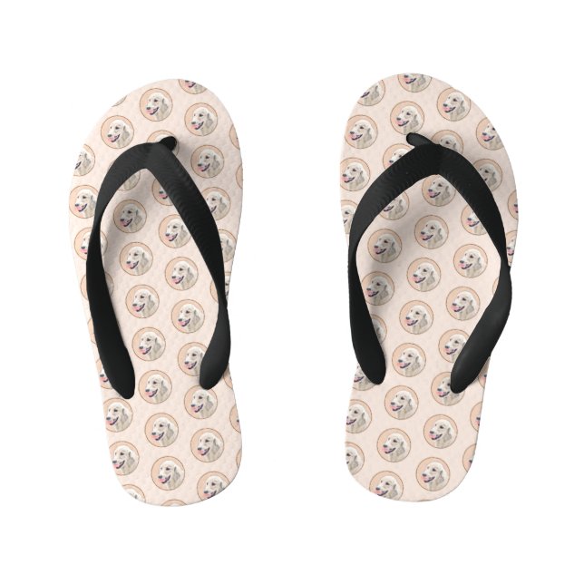 Golden Retriever mit Tennis Ball Malerei Hund Kuns Kinderbadesandalen (Fußbett)