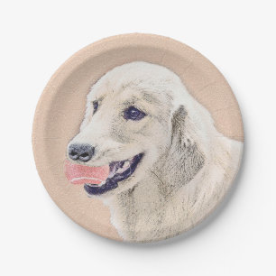Golden Retriever mit Tennis Ball Malerei Hund Kuns Pappteller