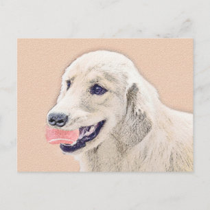 Golden Retriever mit Tennis Ball Malerei Hund Kuns Postkarte