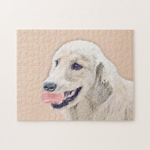 Golden Retriever mit Tennis Ball Malerei Hund Kuns Puzzle
