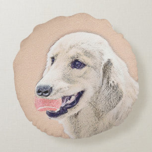 Golden Retriever mit Tennis Ball Malerei Hund Kuns Rundes Kissen