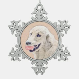 Golden Retriever mit Tennis Ball Malerei Hund Kuns Schneeflocken Zinn-Ornament