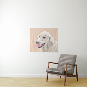 Golden Retriever mit Tennis Ball Malerei Hund Kuns Wandteppich