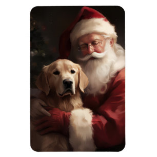 Golden Retriever mit Weihnachtsmann Weihnachten Magnet