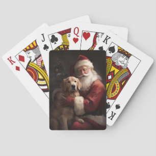 Golden Retriever mit Weihnachtsmann Weihnachten Spielkarten