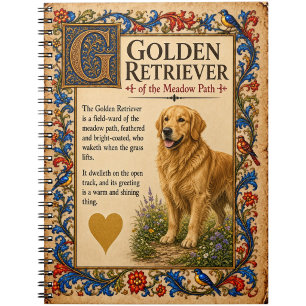 Golden Retriever, mittelalterliche Bestiarien-Kuns Notizblock