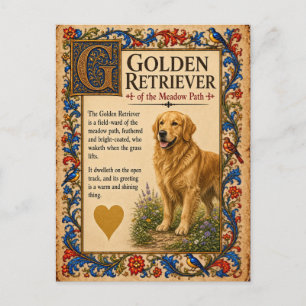 Golden Retriever, mittelalterliche Bestiarien-Kuns Postkarte