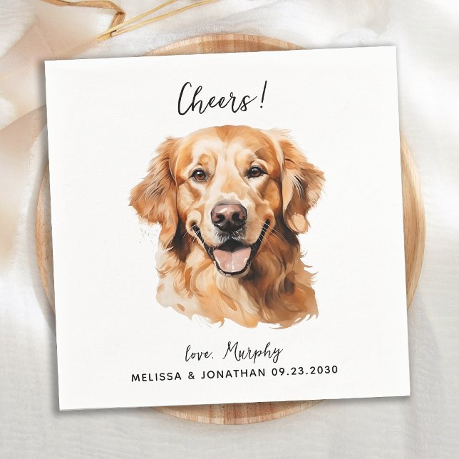 Golden Retriever Modern Dog Wedding Cocktail Serviette (Von Creator hochgeladen)