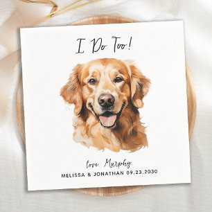 Golden Retriever Modern Dog Wedding Cocktail Serviette