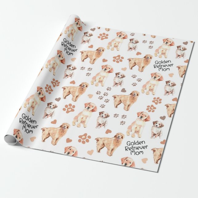 Golden Retriever Mom Pattern Geschenkpapier (Ungerollt)