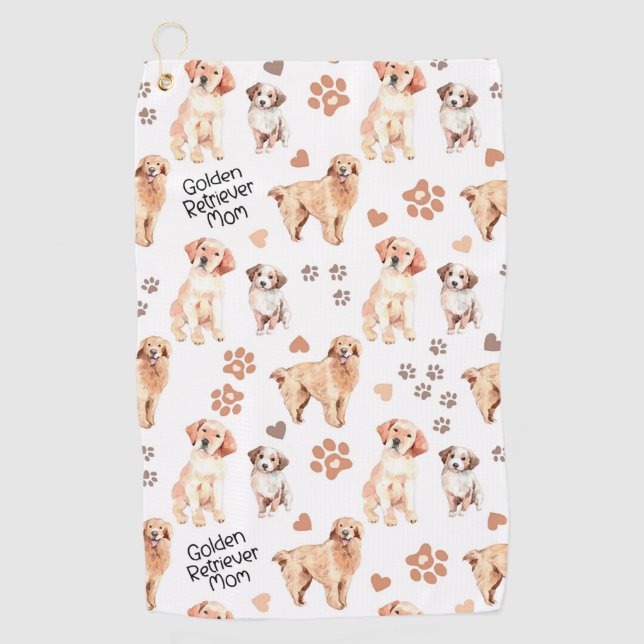 Golden Retriever Mom Pattern Golfhandtuch (Vorderseite)