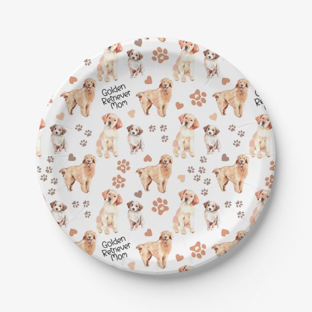 Golden Retriever Mom Pattern Pappteller (Vorderseite)