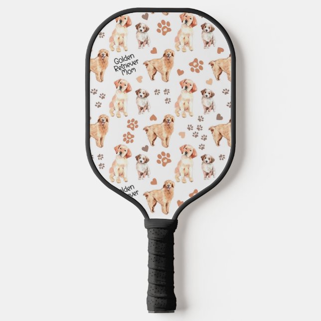Golden Retriever Mom Pattern Pickleball Schläger (Vorderseite)