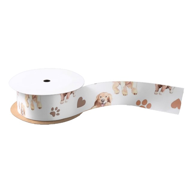 Golden Retriever Mom Pattern Satinband (Spule)
