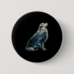 Golden Retriever mondbeschienener Berg Wilderness Button