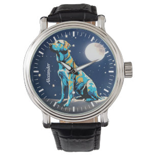 Golden Retriever Moonlit WatchA Zeitloses Zeitwerk Armbanduhr