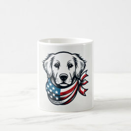 Golden Retriever Mug with American Flag Scarf Kaffeetasse