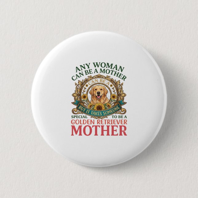 Golden Retriever Mutter Hund Sonnenblumen Bienen_1 Button (Vorderseite)