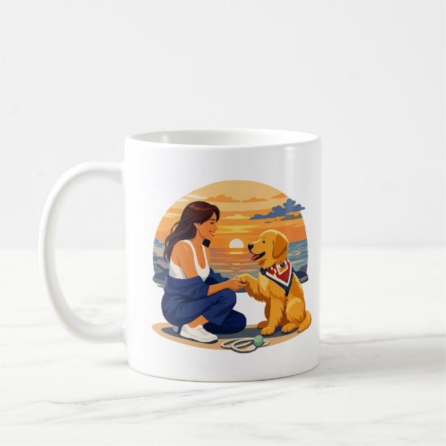 Golden Retriever-Mutter-Leben am Meer Kaffeetasse (Links)