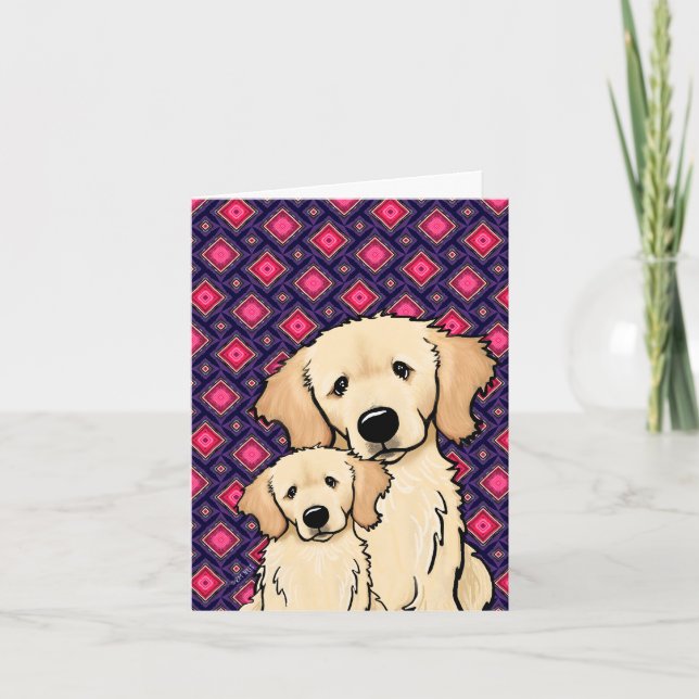 Golden Retriever Mutter und Welpe Karte (Vorderseite)