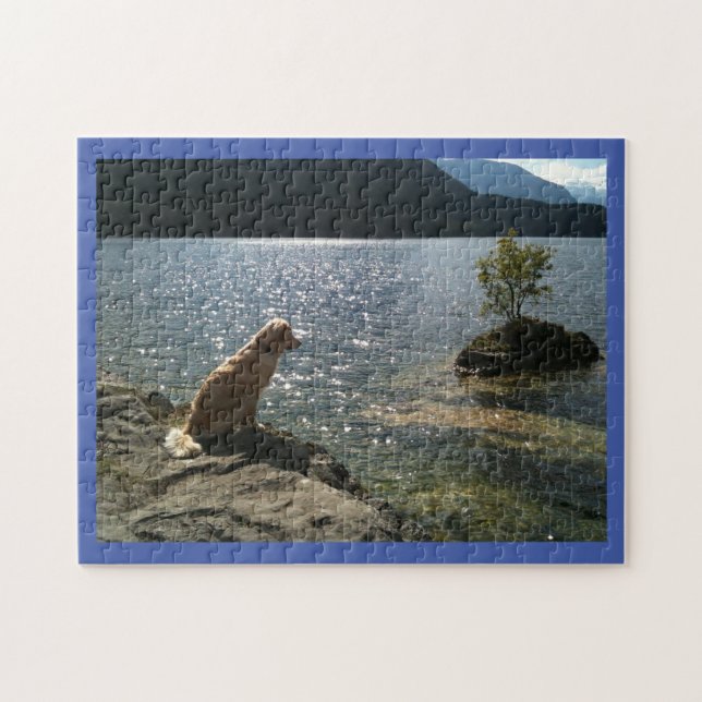 Golden Retriever Nea Pond on a Sunny Day Puzzle (Horizontal)