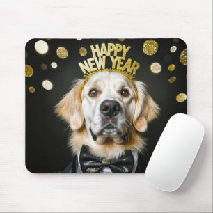 Golden Retriever New Year Tuxedo Mousepad