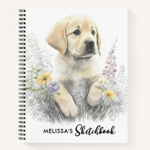 Golden Retriever Niedlich Welpe Hund Blumenzettel Notizbuch