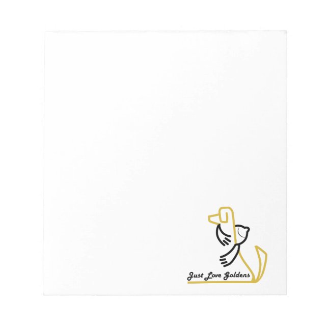 Golden Retriever Notepad, Just Liebe Goldens Notizblock (Vorderseite)