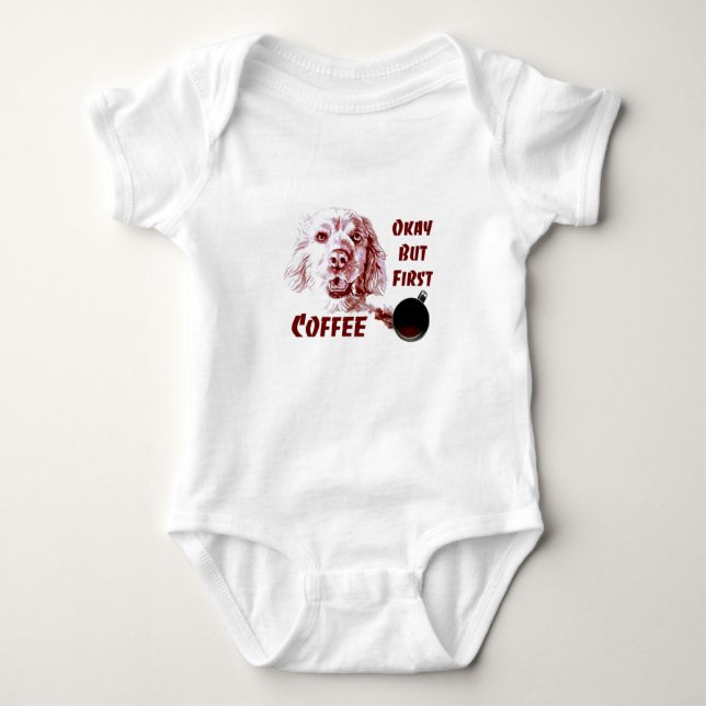 Golden Retriever Okay, aber der erste Kaffee Hund  Baby Strampler (Vorderseite)