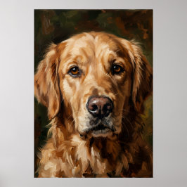 Golden Retriever Ölbild Poster | Seelenvolle Hund