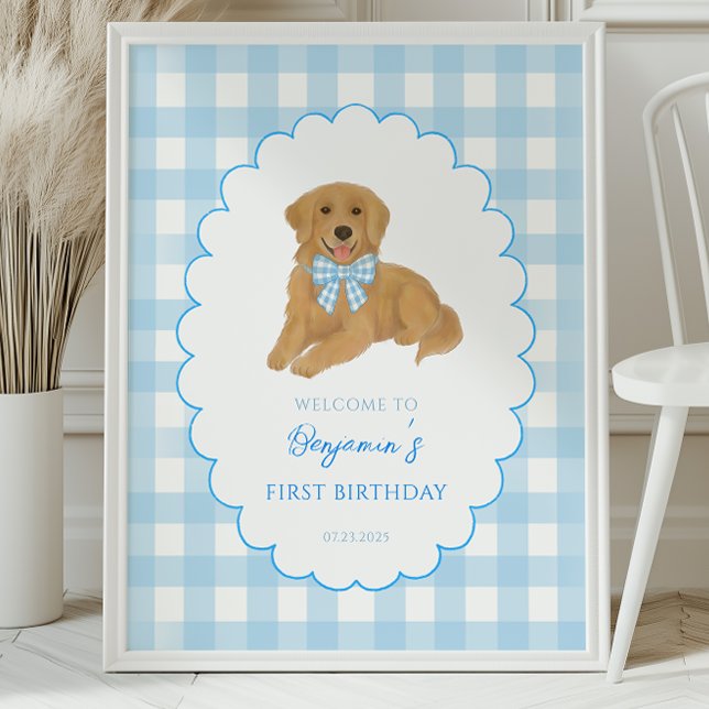 Golden Retriever One Golden Year Birthday Welcome Poster (Von Creator hochgeladen)