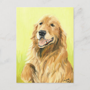 Golden Retriever Original Hund Kunst Postkarte