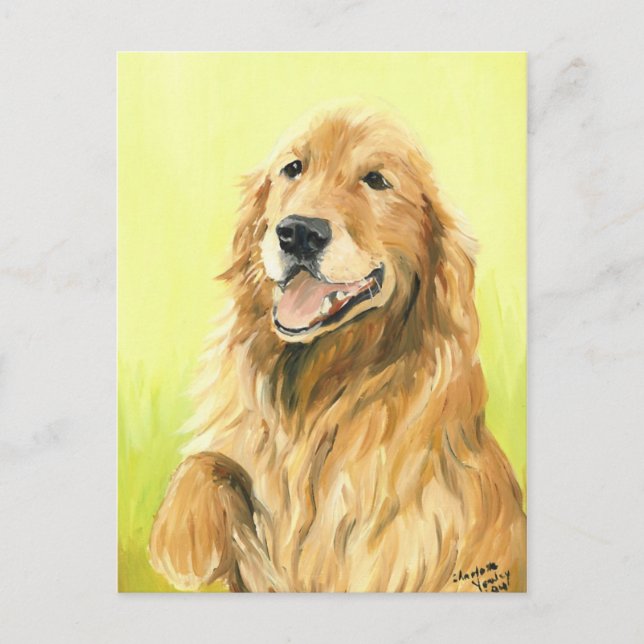 Golden Retriever Original Hund Kunst Postkarte (Vorderseite)
